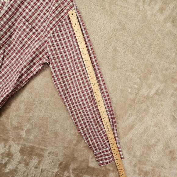 Lands' End Oxford Shirt Button-Down Red/White Plaid Men's Size XL/T 17 - 17.5 - Picture 6 of 10